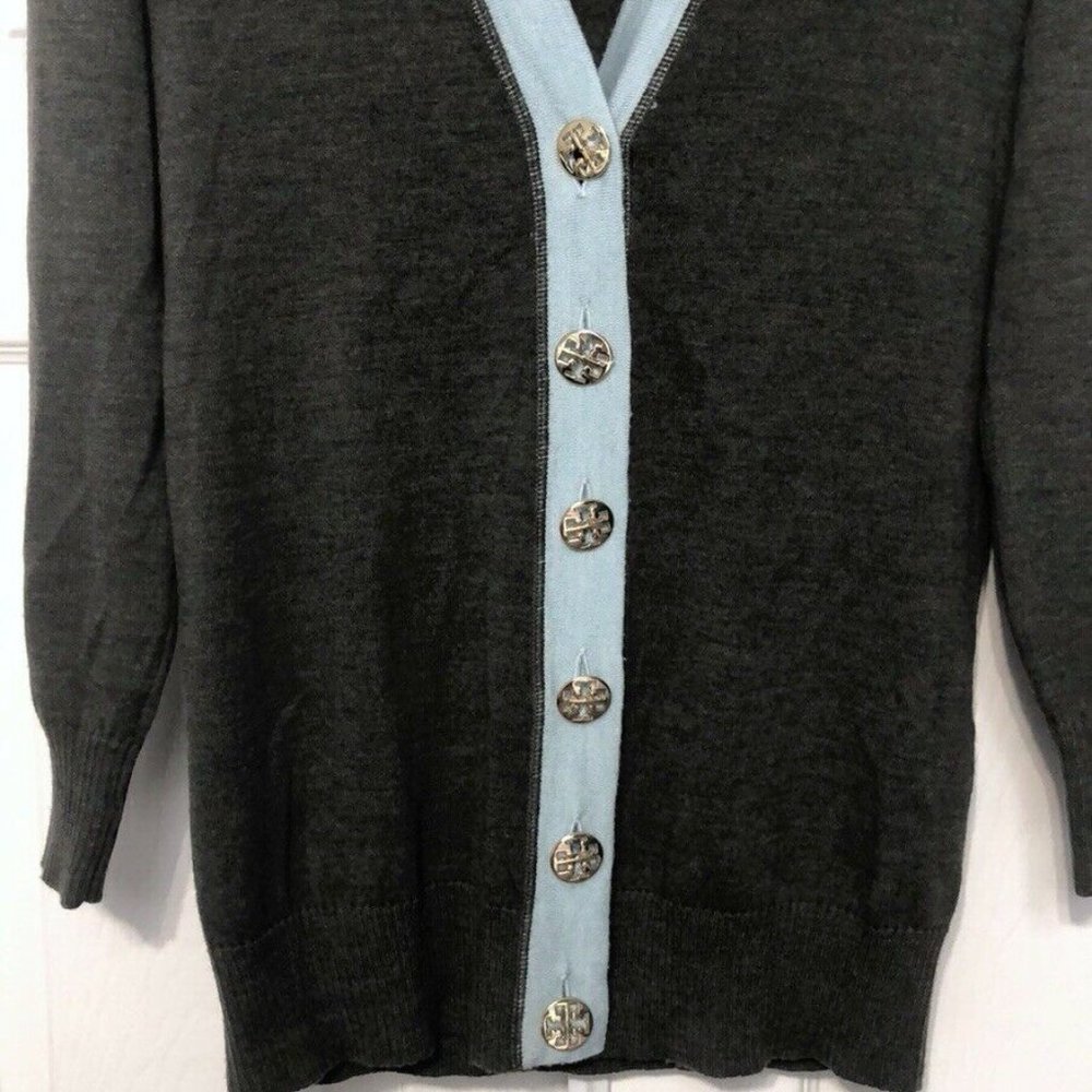 Tory Burch Simone Boyfriend Wool Cardigan - Picture 2 of 8